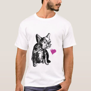 Camiseta básica de los hombres de corazón de perro