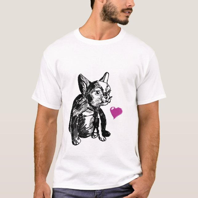 Camiseta básica de los hombres de corazón de perro (Anverso)