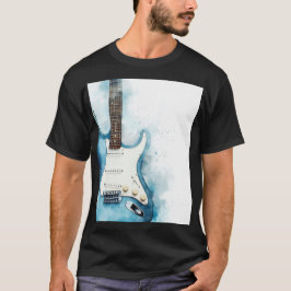 Camiseta básica de los hombres de guitarra azul mo