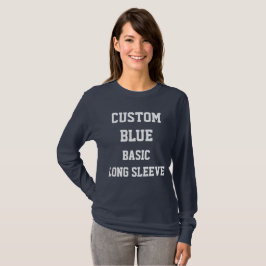 Camiseta básica de manga larga azul marino para mu