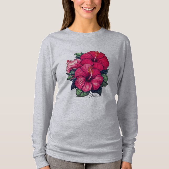 Camiseta básica de manga larga para mujer (Anverso)