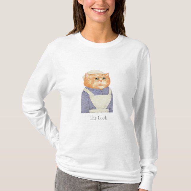 Camiseta básica de manga larga para mujer COOK CAT (Anverso)