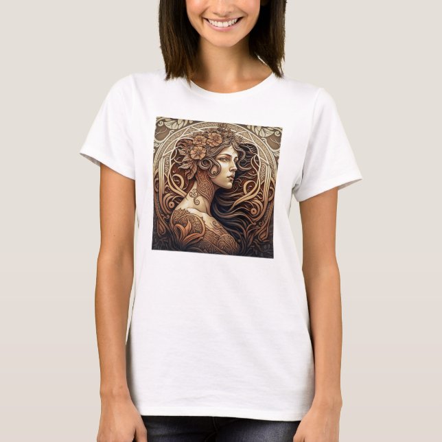 Camiseta básica de mujer Art Nouveau (Anverso)