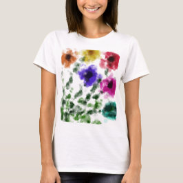 Camiseta básica de mujer con estampado de flores d