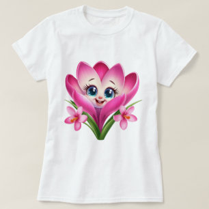 Camiseta básica de mujer con flores lindas