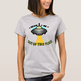 Camiseta básica de mujer con nave extraterrestre
