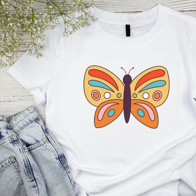 Camiseta básica de mujer de mariposa retro de los  (Subido por el creador)