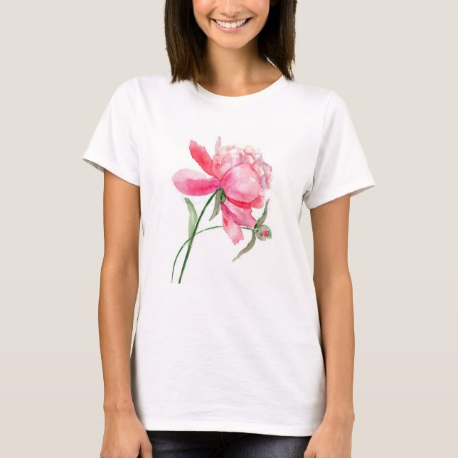 Camiseta básica de mujeres con peones rosados (Anverso)