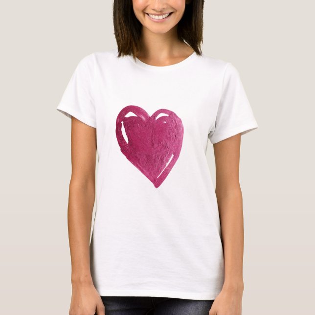 Camiseta básica de mujeres pintando el corazón (Anverso)