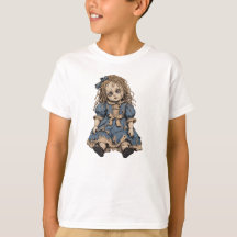 Camiseta básica de muñeca de porcelana agrietada e