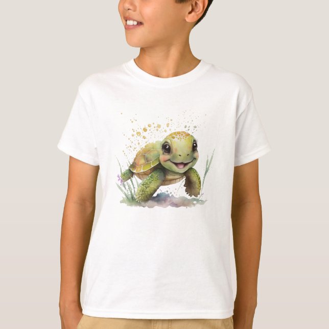 Camiseta básica de niño tortoise alegre (Anverso)