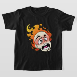 Camiseta básica de niños con cabeza de incendio