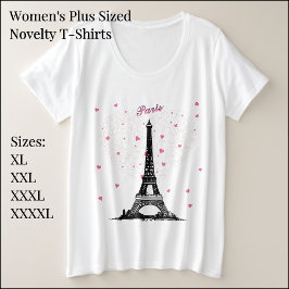 Camiseta básica de París para mujeres más tamaño