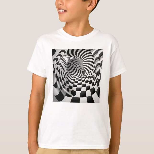 Camiseta Básica De Túnel De Op Art Para Niños (Anverso)