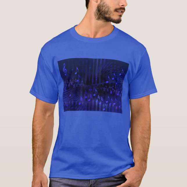 Camiseta básica del azul real de los hombres - (Anverso)