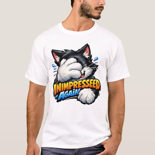 Camiseta básica divertida de gato sin impresionar  (Anverso)