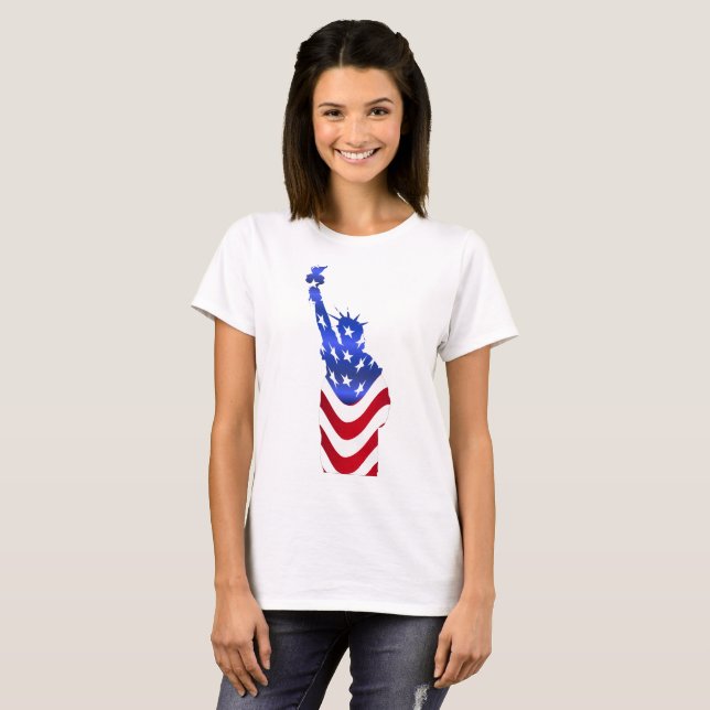 Camiseta básica femenina de bandera de Estados Uni (Anverso completo)