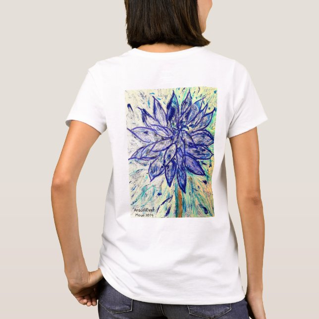 Camiseta básica femenina de color azul rara Dalhia (Reverso)