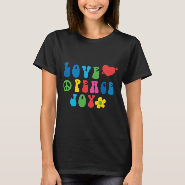 Camiseta básica femenina de Love Peace Joy Retro (Anverso)