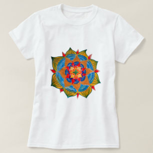 Camiseta básica femenina de Mandala, blanca