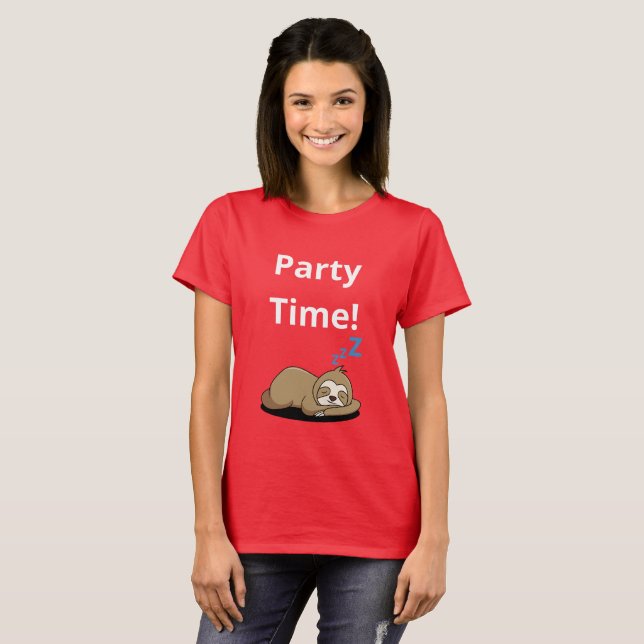 Camiseta básica femenina de tiempo fiesta (Anverso completo)