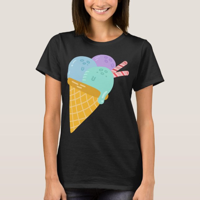 Camiseta básica femenina de verano y gelato (Anverso)