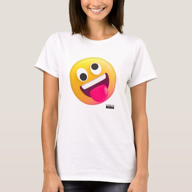 Camiseta básica feminina de emoji maluquinho (Anverso)