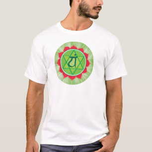 Camiseta básica masculina Chakra Anahata, blanca