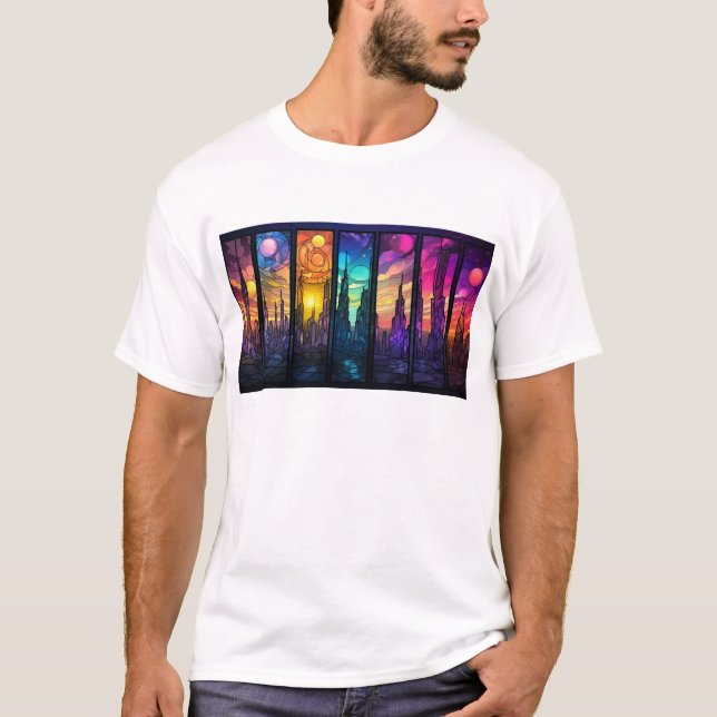 Camiseta básica masculina colorida de moda (Anverso)