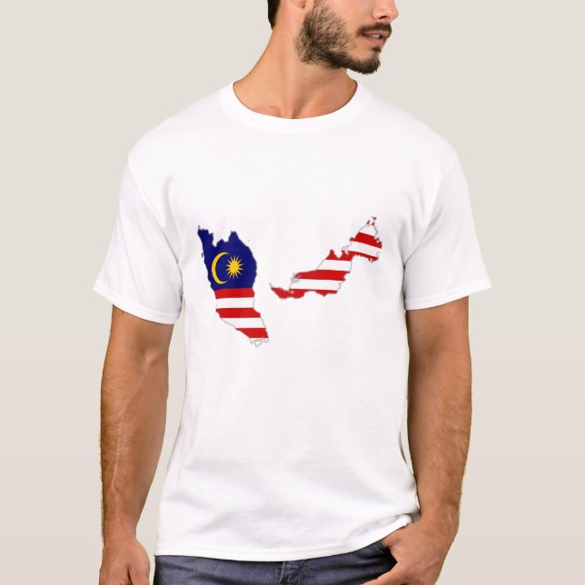 Camiseta básica masculina con bandera de Malasia e (Anverso)