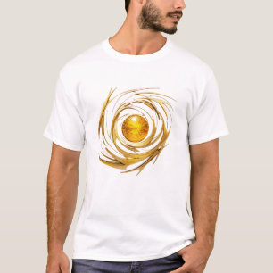 Camiseta básica masculina de arte del Sol dorado
