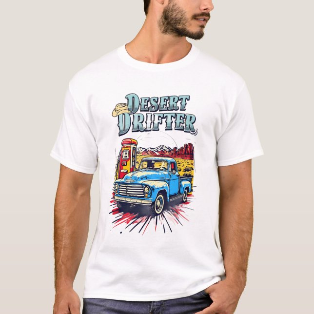 Camiseta básica masculina de deriva del desierto (Anverso)