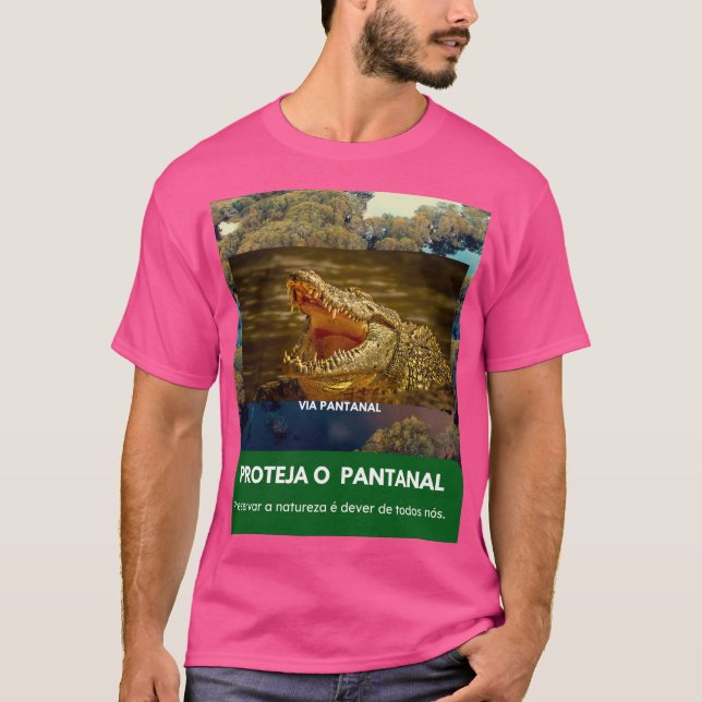 Camiseta Básica Masculina Escura Via Pantanal  (Anverso)