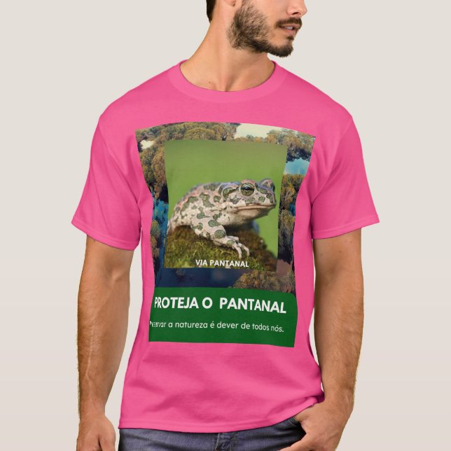 Camiseta Básica Masculina Escura Via Pantanal Sapo (Anverso)