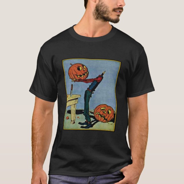 Camiseta básica masculina sin cabeza de Halloween (Anverso)