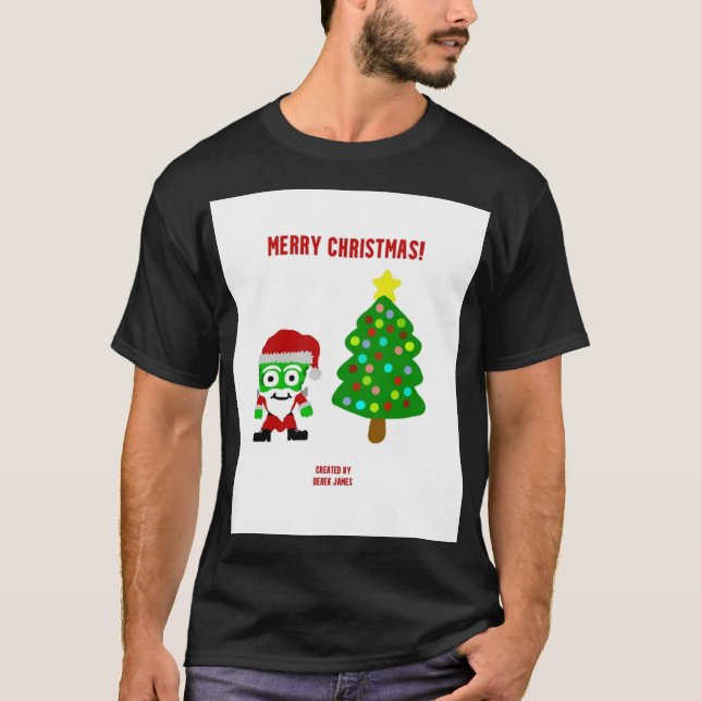 Camiseta básica negra de los hombres navidades Fra (Anverso)