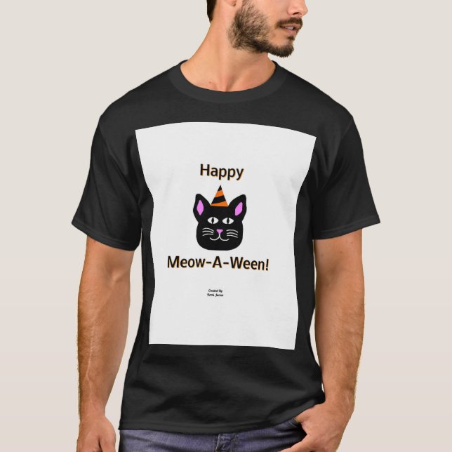 Camiseta básica negra para hombres de gato negro M (Anverso)
