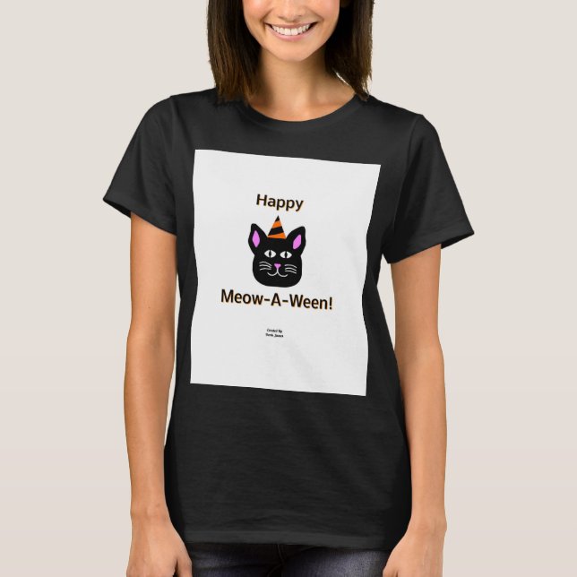 Camiseta básica negra para mujeres de gato negro M (Anverso)