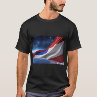 Camiseta básica oscura con logo de la bandera de E