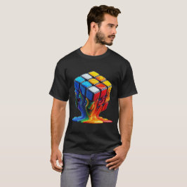 Camiseta básica oscura de cubo de Rubix derretido