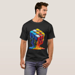 Camiseta básica oscura de cubo de Rubix derretido