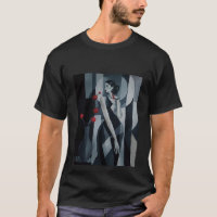 Camiseta básica oscura de mujer Art Déco con pulso