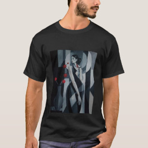Camiseta básica oscura de mujer Art Déco con pulso