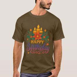 Camiseta básica oscura de vela de Feliz Cumpleaños