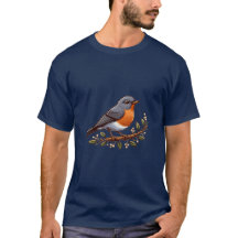 Camiseta básica oscura del ave Robin estadounidens
