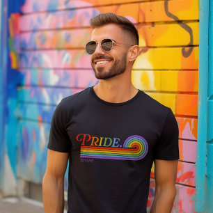Camiseta básica oscura para hombre Pride Rainbow L