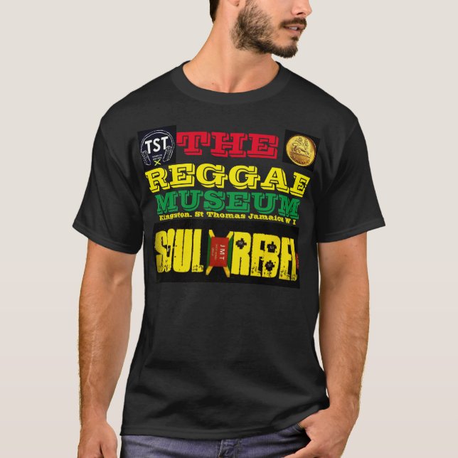 Camiseta básica oscura REGGAE MUSEUM MERCH (Anverso)