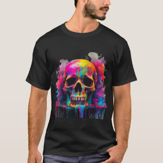 Camiseta básica para hombre Neon Drip Skull