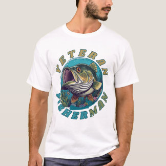 Camiseta básica para hombre pescador veterano