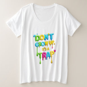 Camiseta básica para mujer talla grande - No crezc